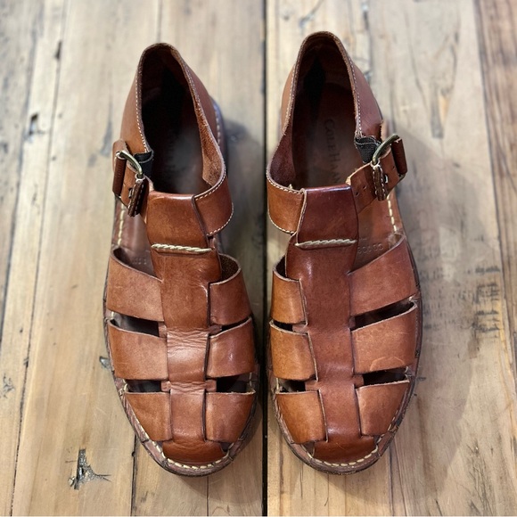 Cole Haan Brown Leather Fisherman Buckle Sandal Loafer Mens Sz 11 - Picture 1 of 10